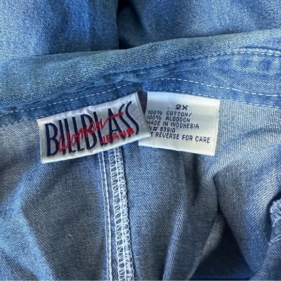 Vintage Bill Blass Flower Embroidered Chambray Short Sleeve Shirt Plus Size 2X - Picture 14 of 15